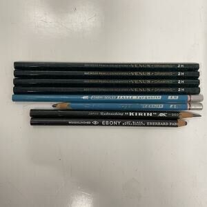 VTG Venus 2H Drawing Pencils & Eagle Chemi Sealed Drawing 4H -Used Kirin & Ebony
